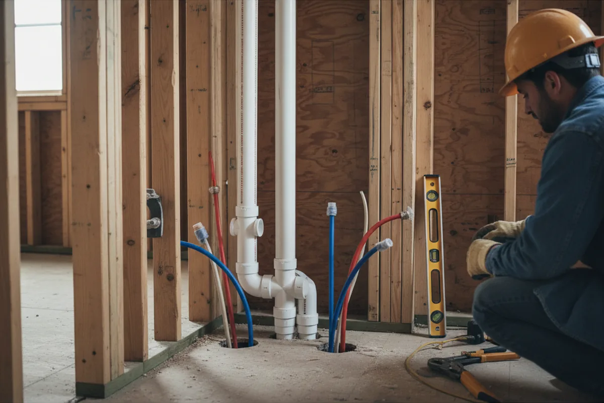 Drain and supply rough-in during Drain Cleaning in Piney Point