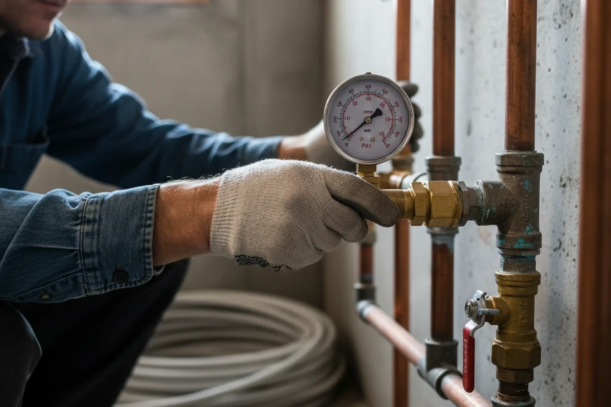 Pressure testing a repaired line during Water Line Repair in Piney Point